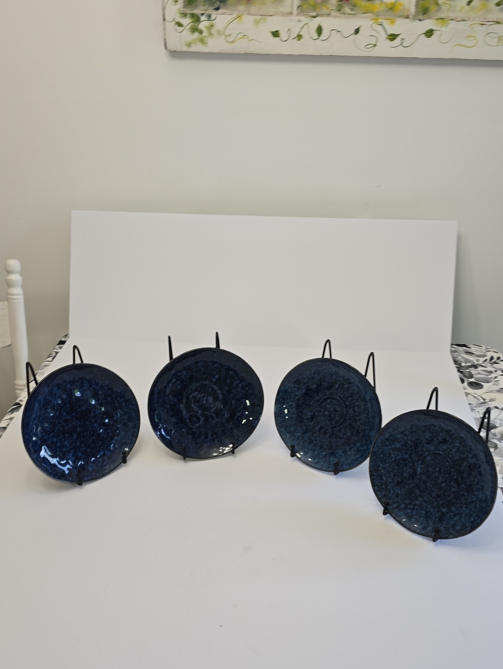 Vancasso Set Of 4 Salad Plates Stoneware Blue